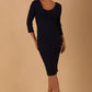Model wearing the Seed in pencil dress design in Navy Blue front image