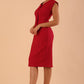 Model wearing Seed Lucca Tie Detail Sleeveless Pencil Dress in crimson pinkcolour