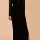 Model wearing diva catwalk Isabella Velvelt Long Sleeve Maxi Length Dress in Black front
