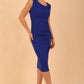 model is wearing Sleeveless marvel stretch Diva Roseberry pencil dress in Cobalt Royal Blue front