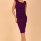 model is wearing Sleeveless marvel stretch Diva Roseberry pencil dress in deep purple front