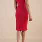 Model wearing Diva Catwalk Polly Rounded Neckline Pencil Cap Sleeve Dress with pleating across the tummy area in Raspberry Pink