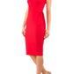 Model wearing diva catwalk Malvern Sleeveless  Pencil Wiggle Dress with tie detail at waist and shoulders in Electric Red colour side front