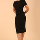 model wearing a diva catwalk Stepford Pencil Dress short sleeves round neckline knee length in black colour 