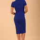 model wearing a diva catwalk Stepford Pencil Dress short sleeves round neckline knee length in cobalt blue colour back