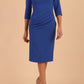 Model wearing diva catwalk Marcel Folded Collar Pencil Dress in Cobalt Blue front