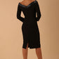 Model wearing a diva catwalk ToTo Bardot Neckline Off Shoulder Pencil Dress in Black colour