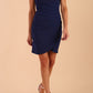 Brunette model is wearing diva catwalk Lydia Sleeveless Mini Dress in Navy Blue front