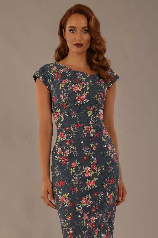 Nora Asymmetric Floral Jacquard Dress