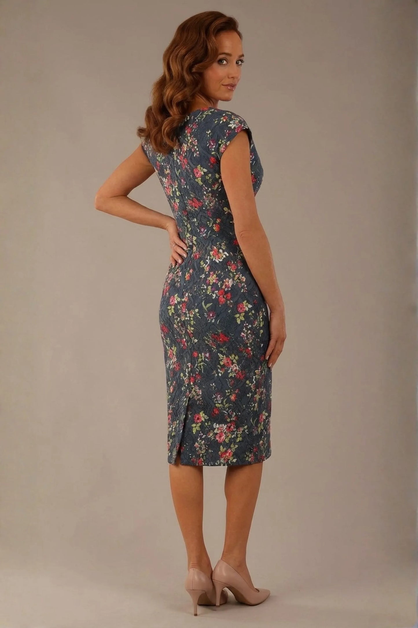 Nora Asymmetric Floral Jacquard Dress