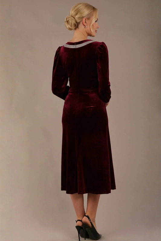 Spinetti Long-Sleeved Jewelled Velvet Midi Dress