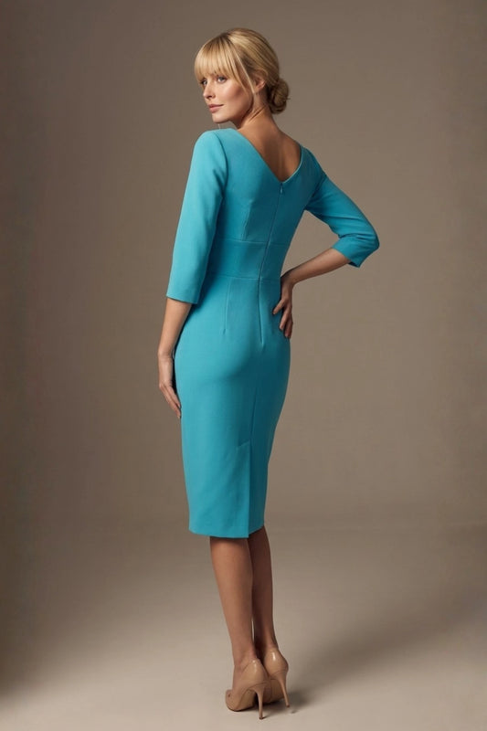 Liana Asymmetric Tie-Neck Pencil Dress