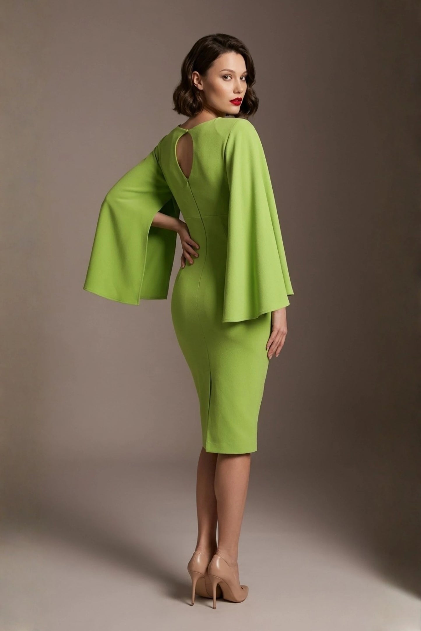 Federica Cape-Sleeve Pencil Dress