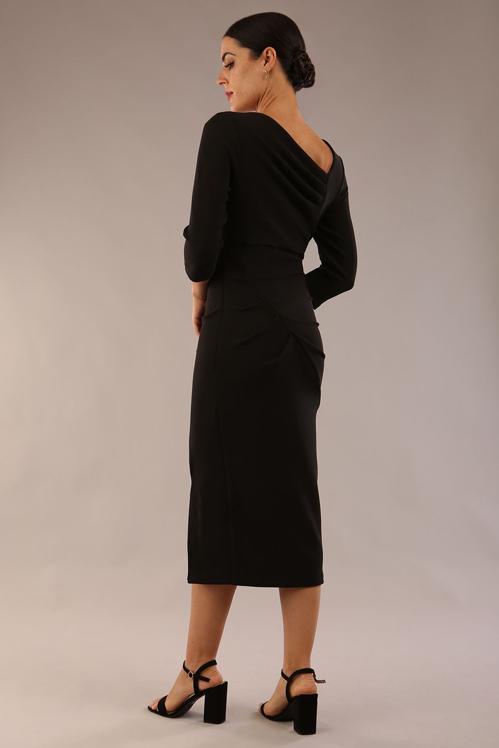 Amity Asymmetric Neckline Pleated Dress