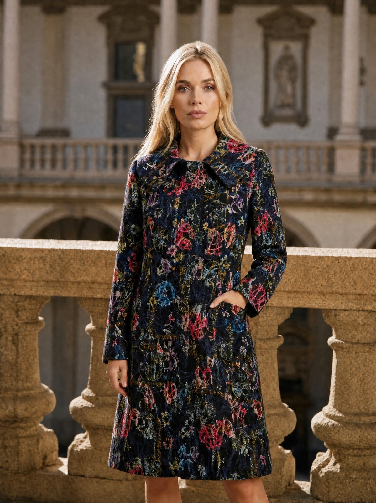 Brianca Floral Embroidered Coat