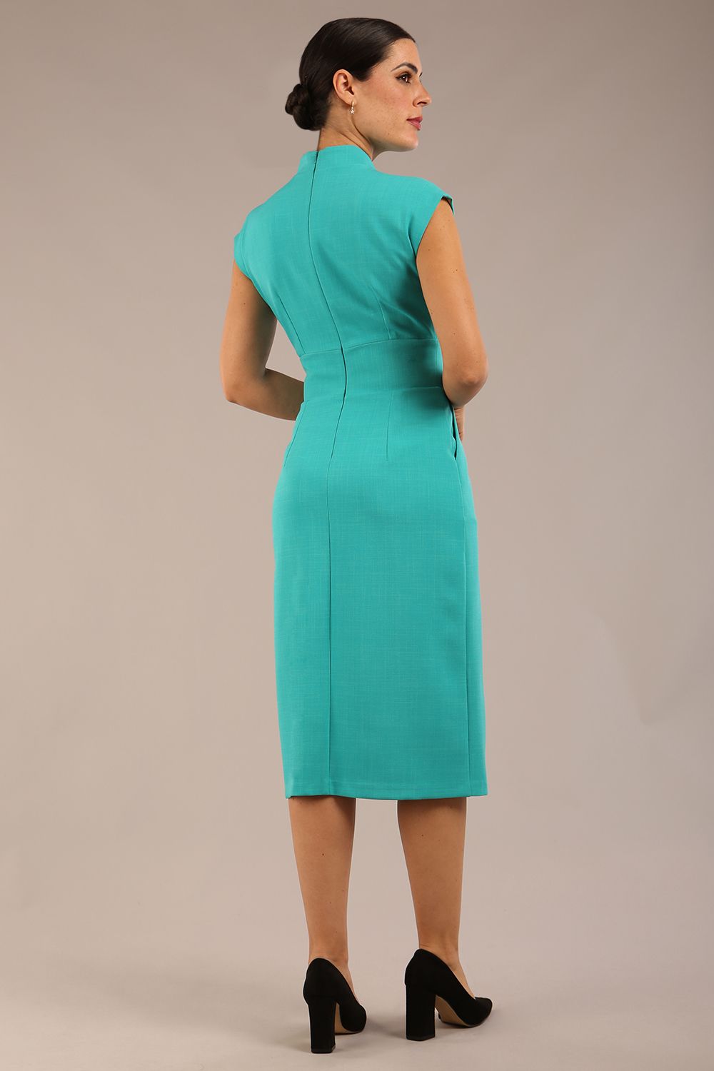 Derby Cap Sleeve Pencil Dress with Pockets