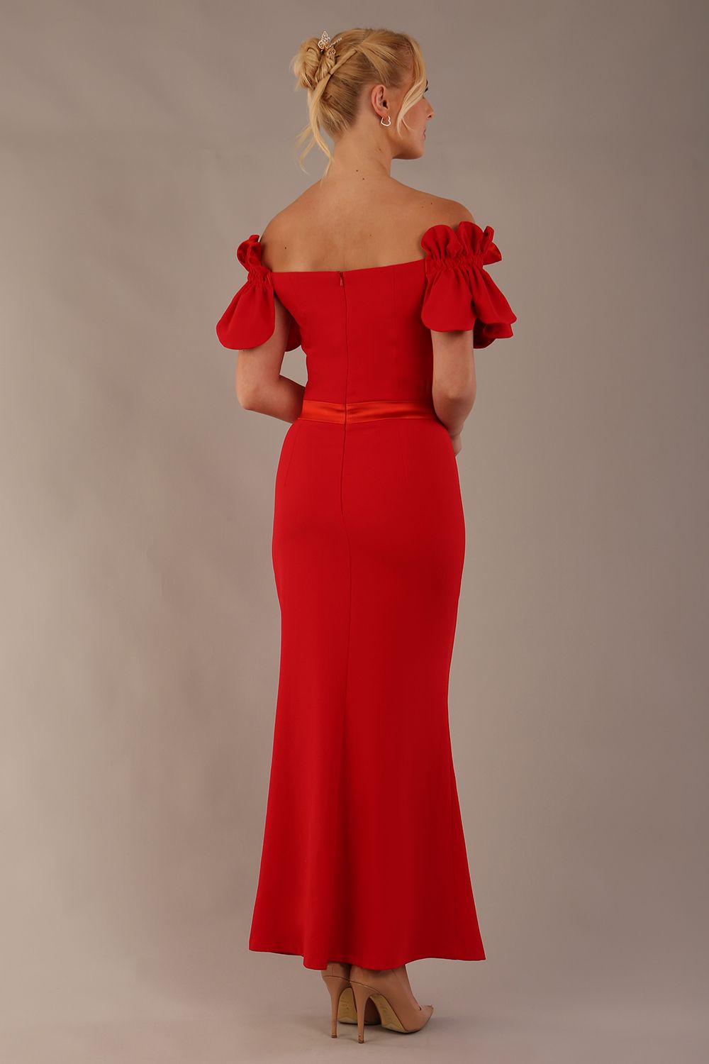 Harmony Bardot Ruffle Maxi Dress