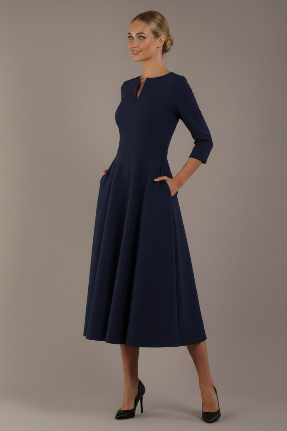 Perpetua V-Slit A-Line Dress