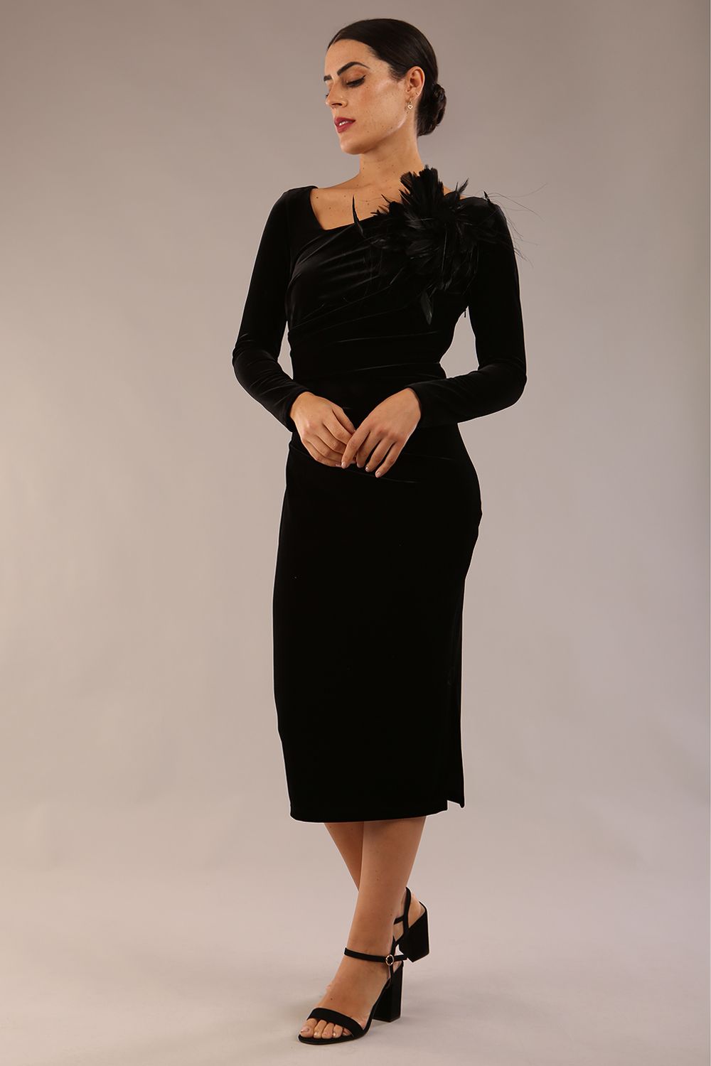 Renoir Long Sleeve Velvet Dress