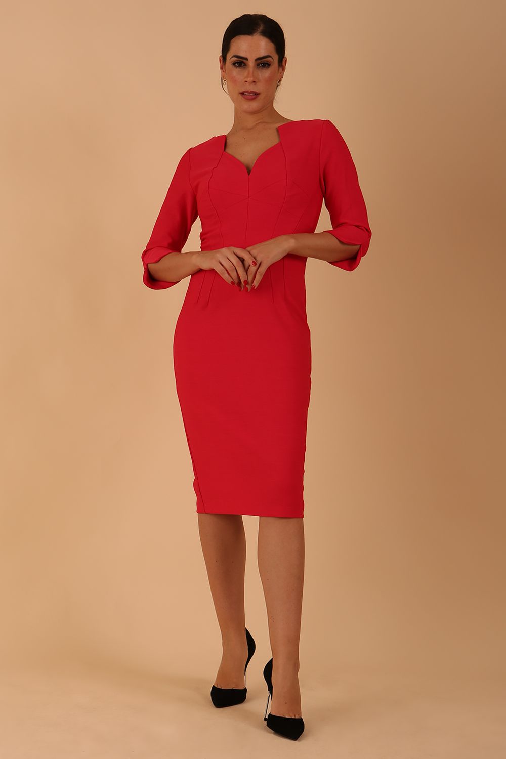 Seed Zara structured sweetheart neckline pencil Dress