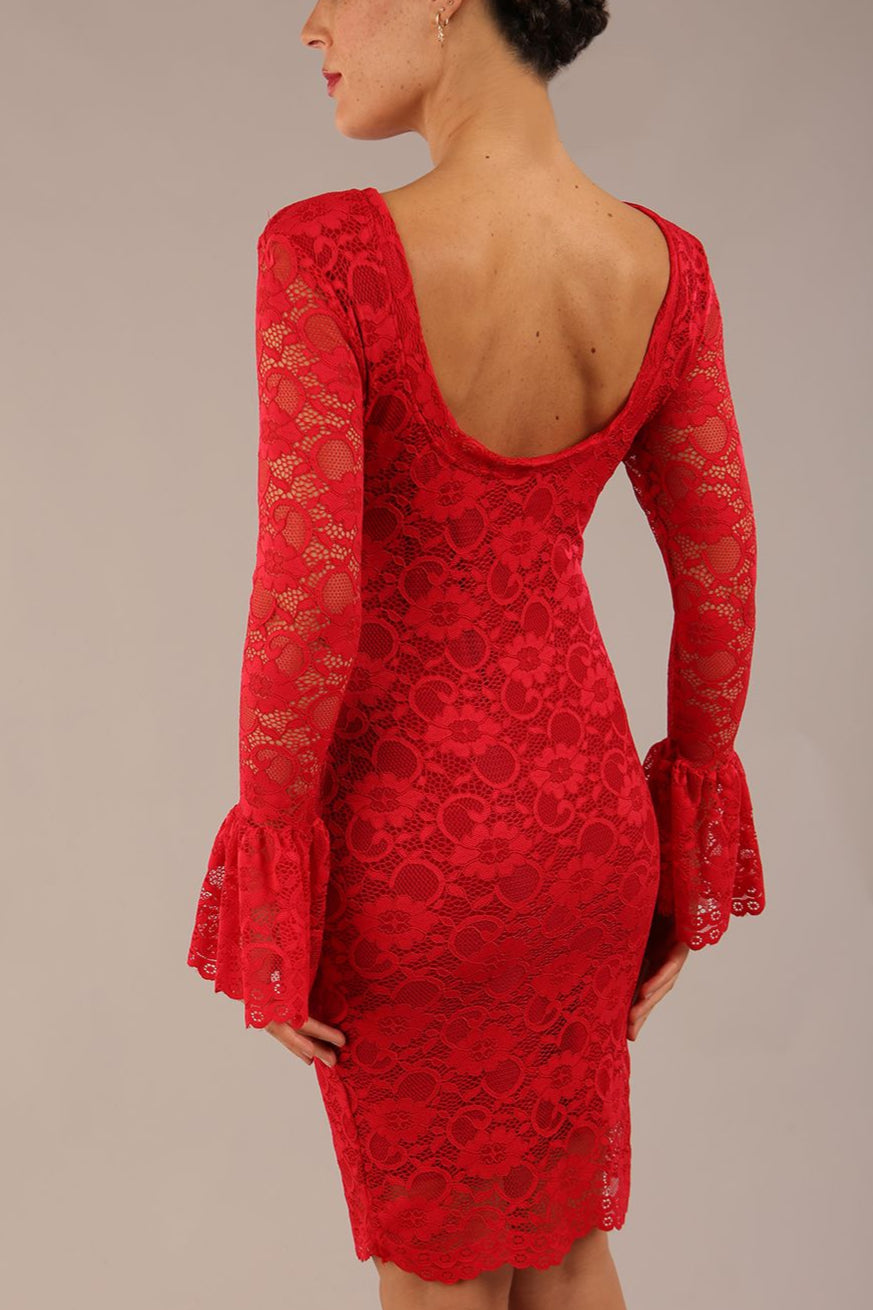 Tatiana fluted sleeved lace dress