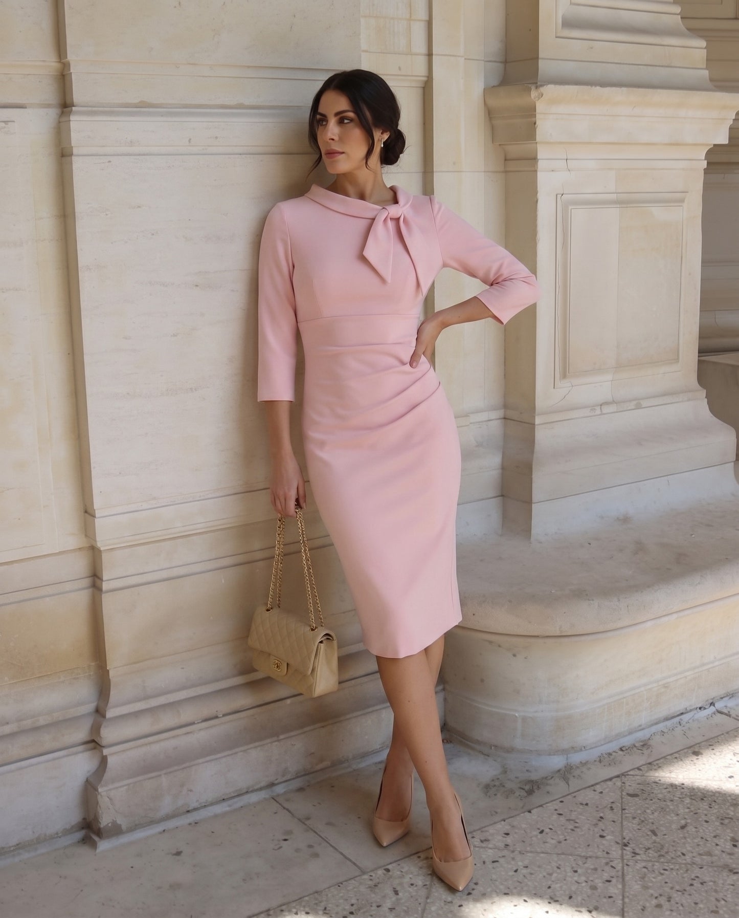 Juliette 3/4 Sleeve Knee Length Pencil Dress