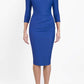 Model wearing the Seed Agatha in pencil dress design in cobalt blue front image