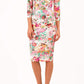model wearing Symphony Marcella Tearose Floral Sleeved Pencil dress in print front