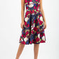 model wearing the Aldeburgh Print swing Dress with v-neck short sleeve front image