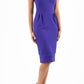 Model wearing the Diva Branwell Pencil dress with tie on shoulders in spectrum indigo front image