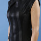 Diva Shakira Striped Pleated Top With Metal Zip Details in Black