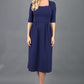 model is wearing diva catwalk mimi maxi sleeved dress with square neckline in navy blue front