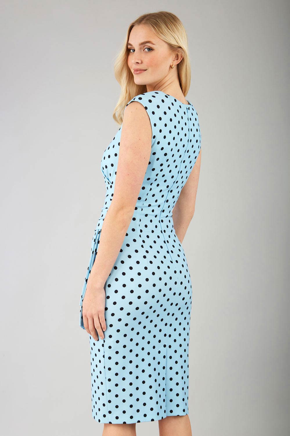 Perry Polka Dot Print Sleeveless Pencil Dress