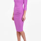 Model wearing the Seed Agatha in pencil dress design in magenta mist front image