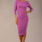 Model wearing the Seed Agatha in pencil dress design in magenta mist front image