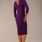 Model wearing the Seed Agatha in pencil dress design in royal purple back image