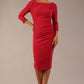 Model wearing the Seed Agatha in pencil dress design in crimson pink front image