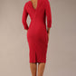 Model wearing the Seed Agatha in pencil dress design in crimson pink back image