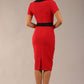 model wearing a diva catwalk Seed Aspen Dress short sleeves and knee length in red and black contrast back image