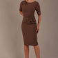 Model wearing the Diva Lynette dress in pencil dress design in peppercorn brown front image
