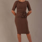 Model wearing the Diva Lynette dress in pencil dress design in peppercorn brown front image
