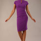 Model wearing the Diva Daphne Pencil with split neckline, sleeveless in royal purple front image 