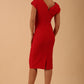 model wearing diva catwalk Seed Leela Rounded Neckline Cap Sleeved Dress in salsa red colour