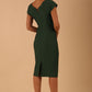 model wearing diva catwalk Seed Leela Rounded Neckline Cap Sleeved Dress in chrome green colour