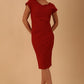model wearing diva catwalk Seed Leela Rounded Neckline Cap Sleeved Dress in garnet red colour