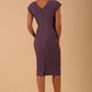 model wearing diva catwalk Seed Leela Rounded Neckline Cap Sleeved Dress in dusky lilac colour
