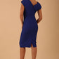 model wearing diva catwalk Seed Leela Rounded Neckline Cap Sleeved Dress in monaco blue colour