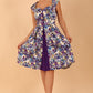 model wearing a diva catwalk Shayla Swing Dress sleeveless swing skirt dress in kew print colour front