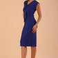 Model wearing Seed Lucca Tie Detail Sleeveless Pencil Dress in monaco blue colour