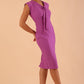 Model wearing Seed Lucca Tie Detail Sleeveless Pencil Dress in magenta mist colour